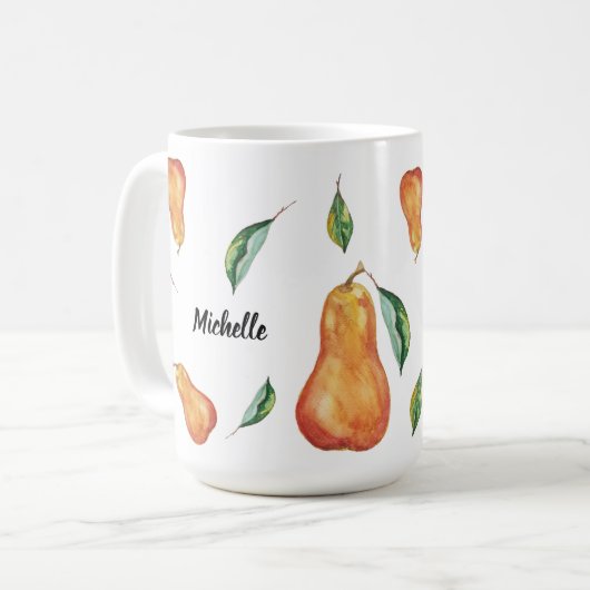 Mug Motif de poire mignon Art aquarelle Peint à la mai (Devant gauche)