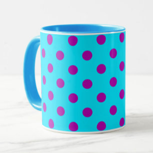 Mug Motif de pois violet sur fond bleu