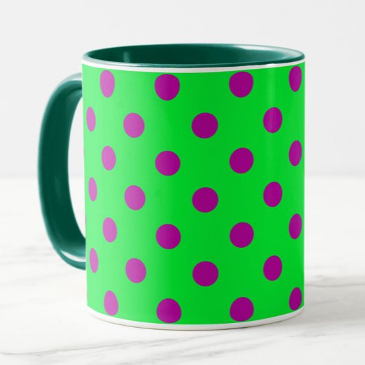 Mug Motif de pois violet sur fond vert