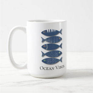 Mug Motif de poisson bleu côtier sur Arrière - plan be