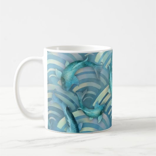 Mug Motif de poisson de la carpe bleue Koi (Gauche)
