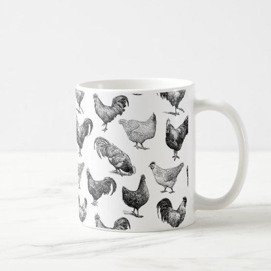 Mug Motif de poulet de la ferme Retro Country (Droite)