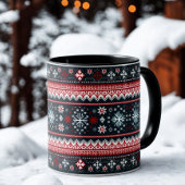 Mug Motif de pull de Noël à flocon de neige rouge et b