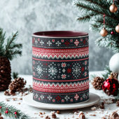 Mug Motif de pull de Noël à flocon de neige rouge et b