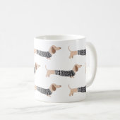 Mug Motif de pull de Noël drôle pour dachshund noir (Devant droit)