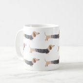 Mug Motif de pull de Noël drôle pour dachshund noir (Devant gauche)