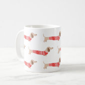 Mug Motif de pull de Noël rouge pour chien de Vienne F (Devant gauche)