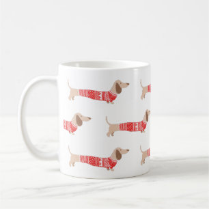 Mug Motif de pull de Noël rouge pour chien de Vienne F