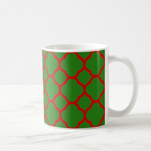 Mug Motif de Quatrefoil vert et rouge (Droite)