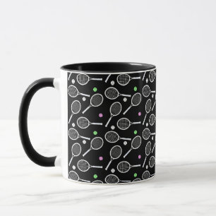 Mug Motif de raquette de tennis noir
