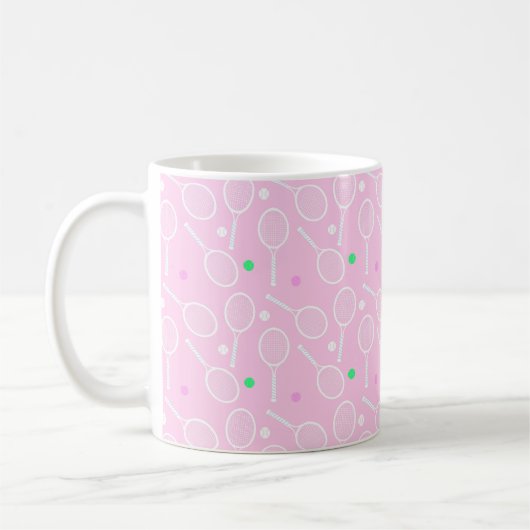 Mug Motif de raquette de tennis rose (Gauche)