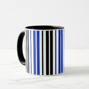 Mug Motif de rayures blanches noires bleues 