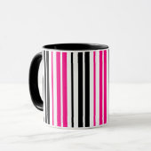 Mug Motif de rayures blanches noires roses Design  (Devant gauche)