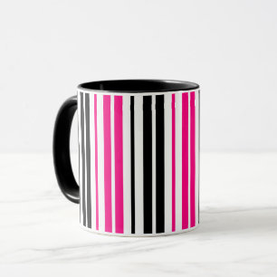 Mug Motif de rayures blanches noires roses Design 