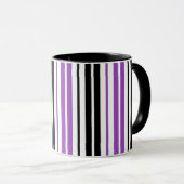 Mug Motif de rayures blanches noires violettes Design (Devant droit)