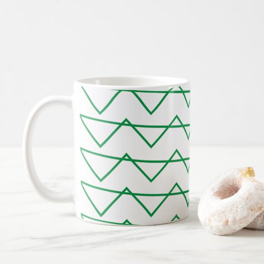 Mug Motif de rayures Chevron vert (Avec donut)