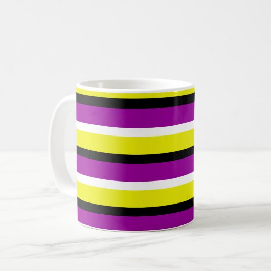 Mug Motif de rayures violet jaune (Devant gauche)