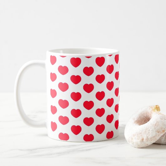 Mug Motif de Red White Heart (Avec donut)