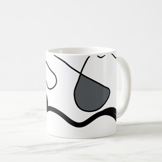 Mug Motif de rétention : Abstrait noir, blanc, gris et (Devant droit)