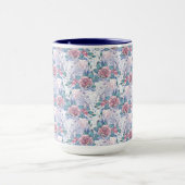 Mug Motif de rose de rose et de bleu (Centre)