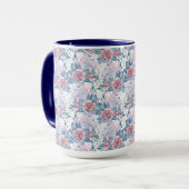 Mug Motif de rose de rose et de bleu (Devant gauche)