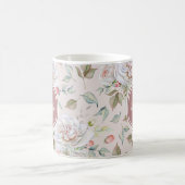 Mug Motif de rose rose pâle avec monogramme et nom (Centre)