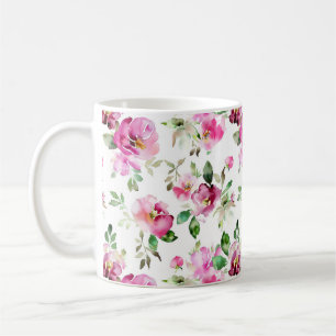 Mug Motif de rose sauvage à l'aquarelle