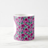 Mug Motif de roses roses profondes monogramme (Centre)