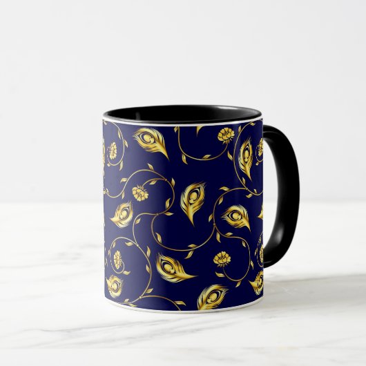 Mug Motif de Sari de paon (Devant droit)