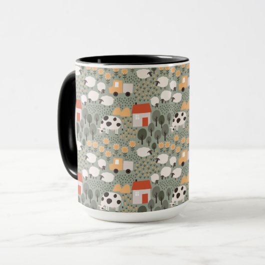 Mug Motif de scène de ferme mignonne (Devant gauche)