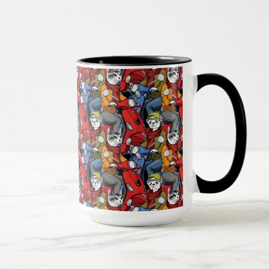 Mug Motif de scooter de chats et de chiens (Droite)