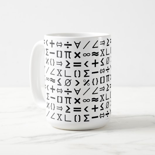 Mug Motif de signes et symboles en mathématiques noir  (Devant gauche)