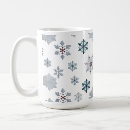 Mug Motif de silhouettes de flocons de neige classique (Gauche)
