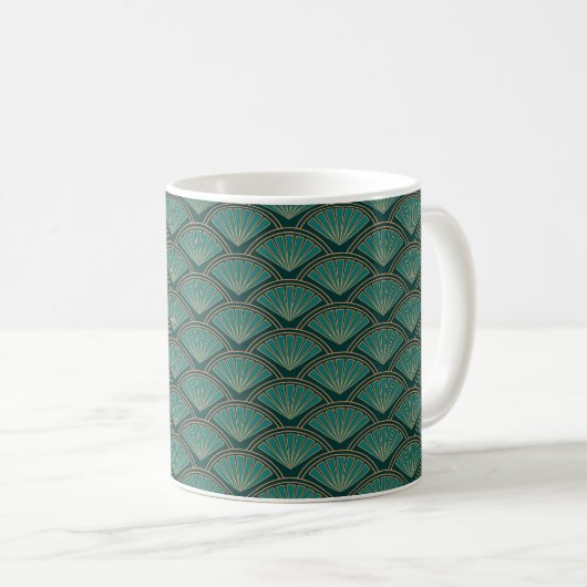 Mug Motif de style Art déco en vert turquoise (Devant droit)