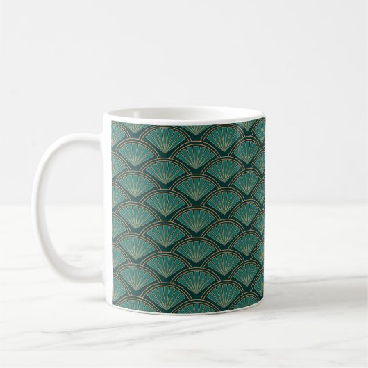 Mug Motif de style Art déco en vert turquoise (Gauche)