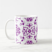 Mug Motif de style damassé violet et blanc (Gauche)