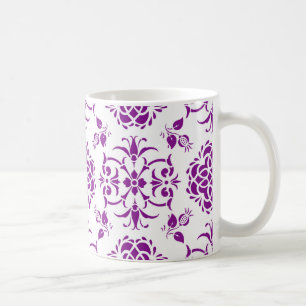Mug Motif de style damassé violet et blanc