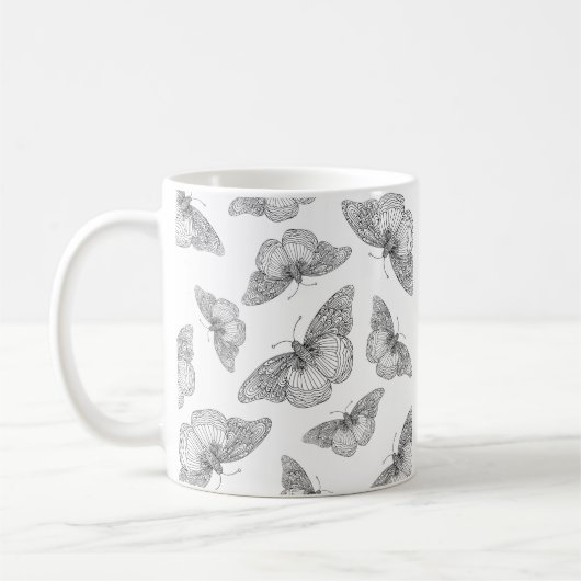 Mug Motif de stylo et de papillon d'encre (Gauche)
