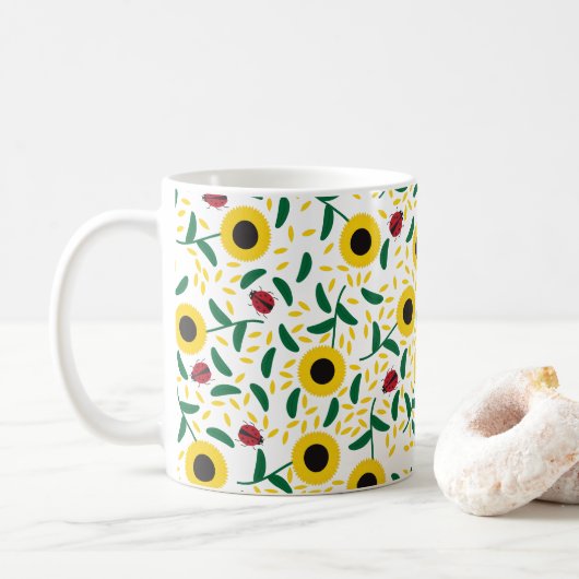 Mug Motif de Sunflower et Ladybugs (Avec donut)