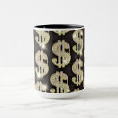 Mug Motif de symbole dollar de diamants de Bling d'or (Centre)