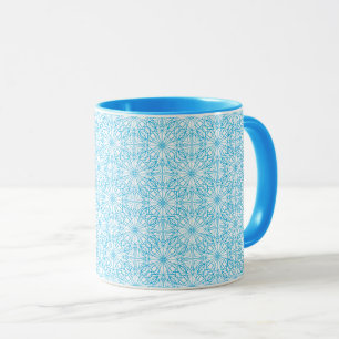 Mug Motif de symétrie géométrique bleu blanc lumineux