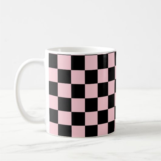 Mug Motif de tableau de chèques Pastel Black Pink (Gauche)