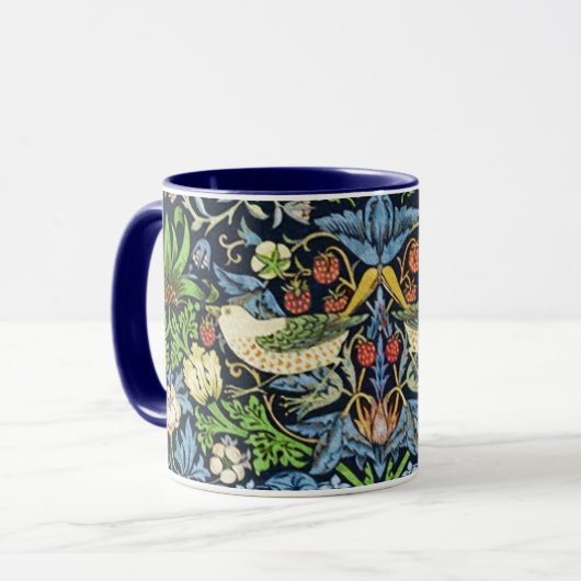 Mug Motif de tapisserie d'oiseau et de fleur de (Devant gauche)