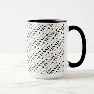 Mug Motif de tennis noir et blanc
