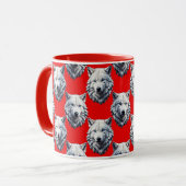 Mug Motif de tête de loup blanc - Rouge (Devant gauche)