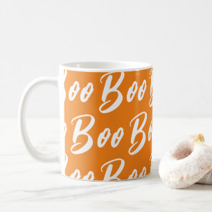 Mug motif de texte boo blanc Halloween orange