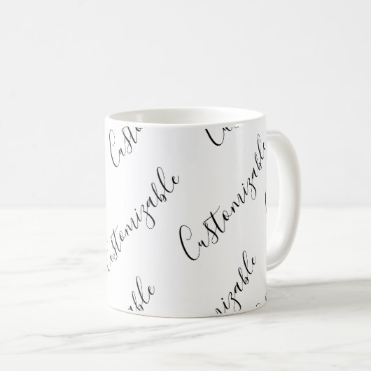 Mug Motif de texte de script moderne modifiable | Noir (Devant droit)