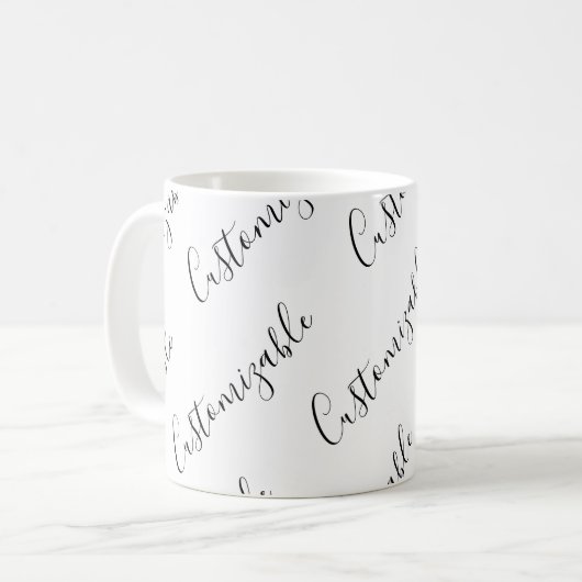 Mug Motif de texte de script moderne modifiable | Noir (Devant gauche)