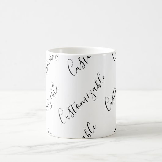 Mug Motif de texte de script moderne modifiable | Noir (Centre)