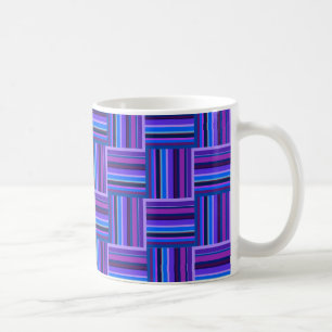 Mug Motif de tissage à rayures bleues et violettes